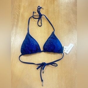 Bellissima Navy Blue Swarovski Crystal Triangle Bikini Top – NWT